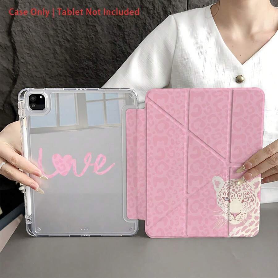 1个Y2K粉色豹纹爱心图案保护套，带笔槽、自动休眠/唤醒功能、多角度支架，适用于iPad Pro 11英寸、iPad Air 11英寸/13英寸（M3）、iPad Air 11英寸（A16）、第十代iPad（10.9英寸）、iPad Air 9.7英寸/10.2英寸。 - 彩色 - 查看 1