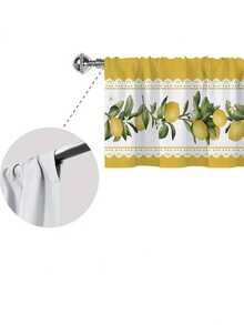 1pc Rustic Pastoral Fruit Lace Valance ,Lemon Print Kitchen Curtain, Small Short Curtain, Without Holes Curtain, Refer To Bedroom Office Kitchen Living Room Study Home Decor - Yellow - View 6