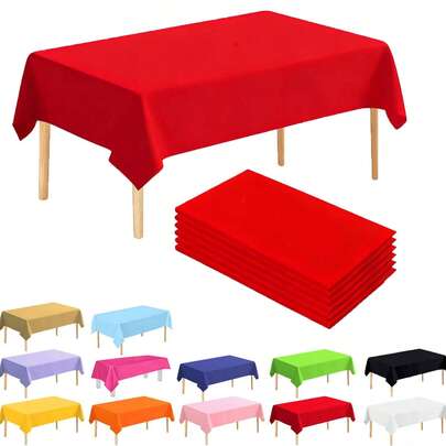 6 chiếc khăn trải bàn nhựa dùng một lần, kích thước 54*72 inch, chống thấm nước, màu trơn, khăn trải bàn nhựa dùng một lần, chống thấm nước và chống bám bẩn, dễ vệ sinh, phù hợp cho sinh hoạt, đám cưới, tiệc sinh nhật.