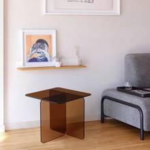 Tempered Brown Bent Glass SideTable, Transparent End Table, Sofa Table - Brown - View 5