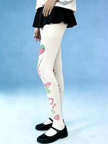 1 Pair Women's Velvet Printed Text Tights, Slim Fit Comfortable Fashionable Sexy Unique, Suitable For Daily Wear, Work Commute And Going Out - Multicolor - View 26