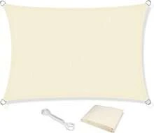 Waterproof Sunshade Sail 2.5m X 3m Rectangular, 120g/M² Sun Protection Tarpaulin Cream-Colored For Garden & Balcony - 1pcs - 查看 7