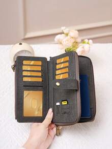 Ví đựng thẻ CHARM INFINITE thời trang tối giản có khóa kéo, ví nữ chống RFID mới, ví dài nhiều lớp dung lượng lớn có khóa kéo và dây đeo cổ tay, ví đa năng đựng hộ chiếu, vé máy bay, thẻ tín dụng, tiền mặt, tiền xu, chìa khóa, ví đựng tiền xu siêu mỏng nhẹ dùng hàng ngày. - Nhiều màu - Xem 8