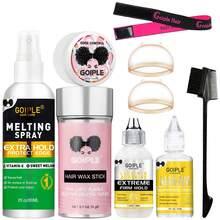 Goiple Waterproof Lace Glue Kit Wig Lace Bond Melting Spray Extra Hold For Lace Front Glueless Adhesive, Includes Lace Melting And Holding Spray, Wig Glue, Adhesive Remover, Rat Tail Comb, Teasing Brush, Double Sided Brush, Eyebrow Trimmer, Elastic Hair Band, 4PCS HD Wig Caps - 60毫升 - 查看 1