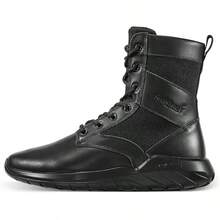 Soulsfeng Tactical Boots For Men And Women Lightweight Sneaker Boots Work Hiking Military Booties - 黑色拉鍊 - 查看 1