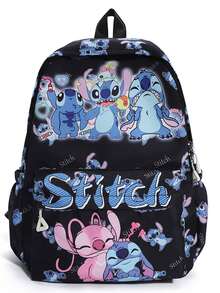 Stitch Pattern Backpack, Ideal For Students And Travelers - Bright Pink Multi-Compartment Everyday Backpack Adorned With Lilo And Stitch Patterns - Large Capacity Backpack With Side And Front Pockets - Ergonomic And Comfortable Shoulder Design, Perfect For School - Also Suitable For Outdoor Leisure - Multicolor - View 13