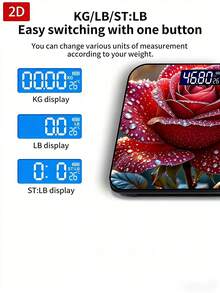 Balanza electrónica plana 2D, Balanza electrónica con pantalla LED, Balanza electrónica para el hogar - Multicolor - Ver 4