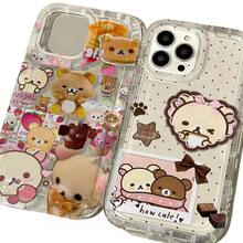 Cartoon R-Rilakkumas Cute Bear Lovely Phone Cases For 17 16 15 14 13 12 11 Promax Pro Plus Clear Back Transparent Shockproof Protective Cover - 1 - Xem 1