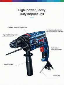 BOSCH Impact Drill Professional Blue GSB 16 RE Dual-Purpose Forward And Reverse Adjustable Speed Impact Drill Multifunctional Electric Drill (A Conversion Plug Is Required When Using The Machine. The Package Contains A European Adapter Plug) - Multicolor - View 11