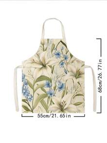 1pc, Lily Green Leaf Pattern Polyester Apron, Suitable For Cooking, Baking, And Gardening - Can Be Used As Attire For The Kitchen And Dining - Multicolor - View 4