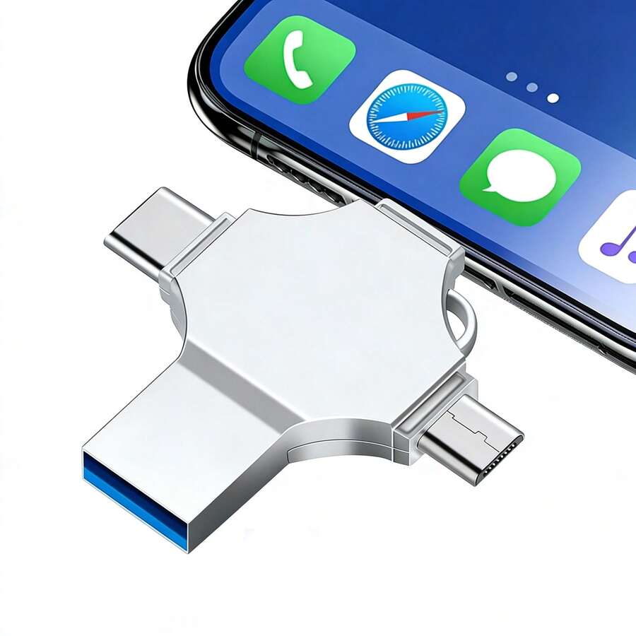 Ổ USB Flash Drive 4 trong 1 1TB, Thẻ nhớ, Thiết bị lưu trữ ngoài, Tương thích với điện thoại thông minh/iPod/máy tính/IOS & Android/PC - Xem 1