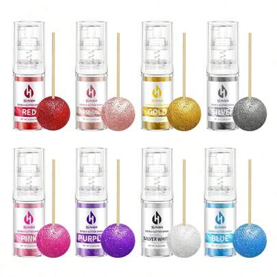12 สี กลิตเตอร์กินได้สำหรับค็อกเทล, ตกแต่งเค้ก ผงประกายกินได้, ผงชิมเมอร์, ผงกลิตเตอร์กินได้สำหรับเครื่องดื่ม, ไข่อีสเตอร์, ลูกอม, การอบ, สตรอเบอร์รี่, คัพเค้ก, คุกกี้