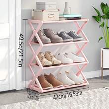 Kệ giày 3 tầng hình chữ X bằng ống thép có túi vải không dệt, dễ lắp ráp, phù hợp cho nhà ở, phòng ngủ, phòng khách và ký túc xá sinh viên, kệ giày tiết kiệm không gian - Xem 2