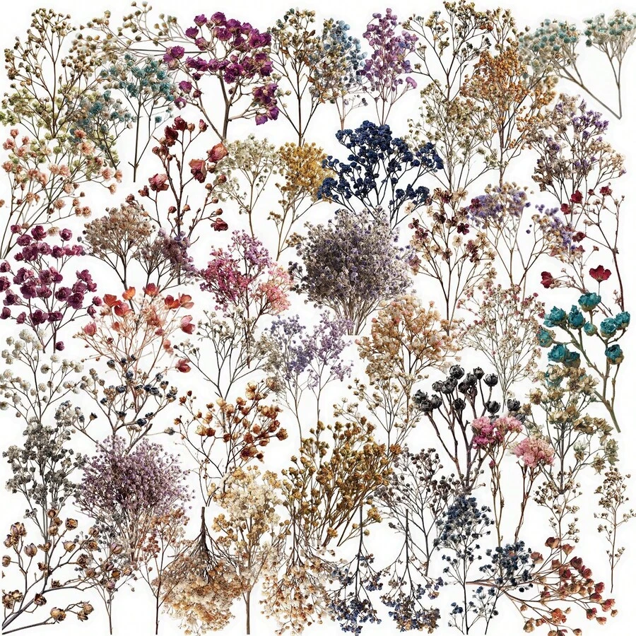 50张透明花卉复古美学贴纸，防水贴纸，适用于笔记本电脑、滑板、水瓶、笔记本等。 - K - 查看 1