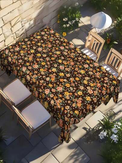 1pc Rectangular & Round Polyester Outdoor Tablecloth, Abstract Vintage Leopard Print Pattern, Farmhouse Style Tablecloth, Decor Tablecloth, Suitable For Home, Kitchen, Dining, Party, Holiday, Gift, Indoor & Outdoor, All Seasons