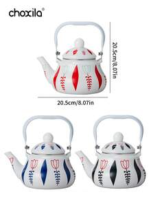 choxila 1pc Multi-Color Tulip Shaped Enamel Teapot, Multifunctional Coffee/Tea/Water Pot For Home Use, Suitable For Induction Cooktop Or Gas Stove Direct Heating, Desktop Decor Teapot, Holiday Gift Teapot - Tulip Enamel Teapot - View 9