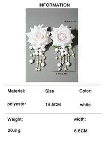 imoli 一对波西米亚风涤纶3D玫瑰串珠流苏耳环,精美礼物,适合女士海滩度假佩戴 - 27531-耳-白-EP - 查看 8