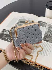 Elegant Coin Purse, Snap Closure Creative Clutch, Unique Ostrich Pattern Mini Handbag For Women Money Wallet Mini Wallet Purse Wallet Small Wallet Cute Wallet Coin Wallet Travel Essential Summer - Grey - View 1