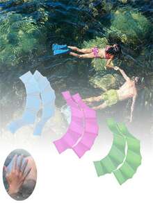 2 piezas Guantes con dedos con membranas de silicona para nadar, paletas con forma de garra de rana - Multicolor - Ver 3