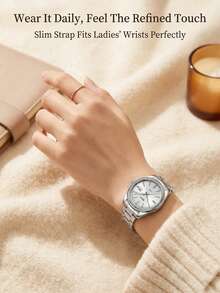 BIDEN 1 件装女士经典银色不锈钢表带防水石英模拟时尚手表 - 常規款 - 查看 3