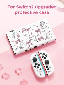 (2025) Accesorios, Funda/Cubierta protectora con diseño de lazo y conejo, lindo y fresco, compatible con Switch 2/Switch NS/Switch OLED/Lite, compatible con accesorios de consola Switch 2/Switch, juego completo que incluye bolsa de almacenamiento, estuche para tarjetas de juego, cubierta protectora Switch, mejor regalo compatible con jugadores de Switch - Multicolor - Ver 18
