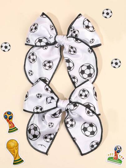 2 chiếc nơ cài tóc World Cup cho bé gái, phụ kiện trang trí tóc bóng đá, kẹp tóc đuôi ngắn tinh tế, kẹp cá sấu đơn giản, phụ kiện tóc cổ vũ thi đấu, phụ kiện tóc cho tuổi teen.