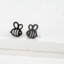 1对小蜜蜂耳钉，不锈钢迷你耳环，女士派对饰品礼品 - GED276 - 查看 4