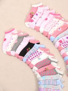 12 Pairs Random Girls Cute Pattern Socks, Soft Breathable Low-Cut Ankle Socks, Comfortable Breathable Polka Dot & Striped Matching Mid-Calf Socks, Suitable For Daily, Home, Outdoor, School, Party, Travel - Multicolor - View 3