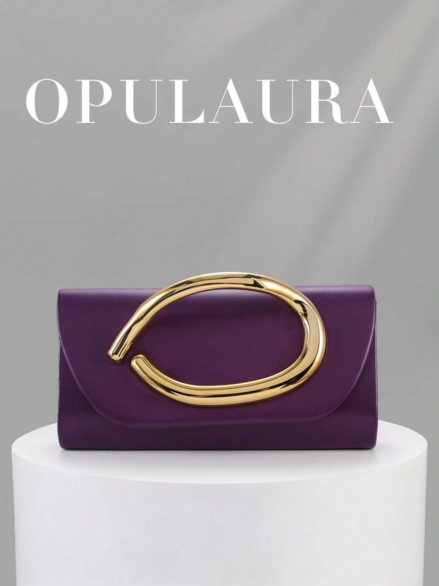 OpulAura Retro Solid Color Clutch Bag, Versatile Mini Purse, Fashionable PU Leather Handbag Suitable For Weddings, Parties, Galas, Dinners And Other Occasions - Purple - View 1
