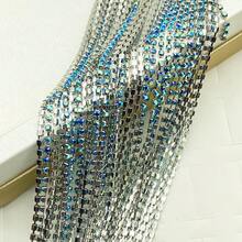 1 pieza Cadena de cristal azul pavo real de 2 yardas, accesorio DIY para ropa, zapatos, sombreros, bolsos - Azul eléctrico - Ver 3