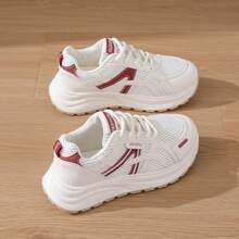 Women's New Lightweight Casual Sneakers, Breathable Tennis Shoes, Versatile Comfortable Sneakers, Cute & Fashionable Chunky Sneakers - Red - View 3