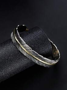 1 chiếc vòng tay nam phong cách retro, thiết kế lông vũ, khắc hai mặt - Thích hợp đeo hàng ngày và trong những dịp đặc biệt, thể hiện cá tính riêng của bạn. - Nhiều màu - Xem 3