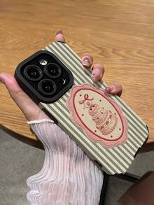 1个时尚简约绿色条纹蛋糕图案竖款仿皮材质手机壳，防刮耐磨，采用优质柔软硅胶面料，适合作为生日、节日礼物送给朋友、家人、情侣，适用于 17/ 17 Air/ 17 Pro/ 17 Pro Max/ 16/ 16 Plus/ 16 Pro/ 16 Pro Max/ 15/ 15 Plus/ 15 Pro - 彩色 - 查看 5