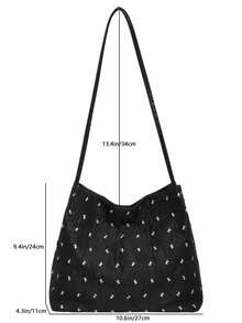 Túi đeo vai kiểu dáng xô thắt nơ mới, túi đeo chéo dưới cánh tay bằng nylon thời trang dành cho nữ. - màu đen - Xem 4