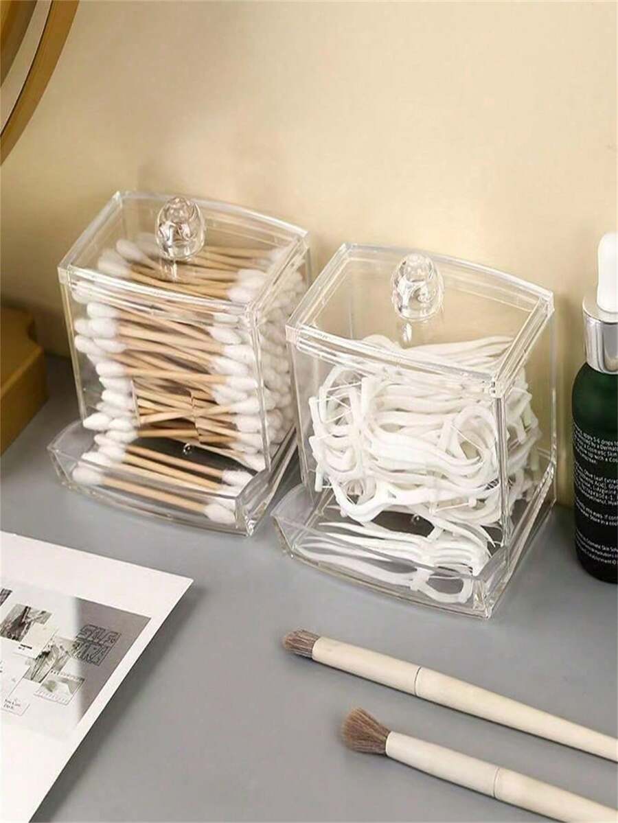 Hộp đựng bông tẩy trang bằng acrylic, hộp đựng tăm xỉa răng, hộp đựng đồ trang điểm. - hộp đựng đồ - Xem 1