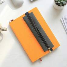 1个可调节松紧带笔袋，PU材质，带拉链，防水，适用于笔记本、记事本、活页夹和书籍，深灰/棕色/蓝色/绿色可选，文具，返校季 - 彩色 - 查看 7