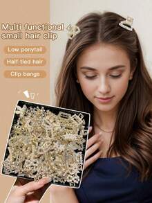 20pcs Elegant Alloy Small Hair Clips For Women, Pearl & Rhinestone Hair Clips, Minimalist Daily Hair Accessories Summer Outfits Claw Clips - Multicolor - View 9