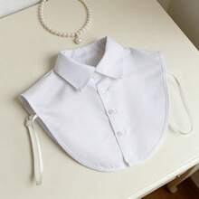 A White Chiffon Pointed Collar Fake Collar,Festival,Travel - White - View 5