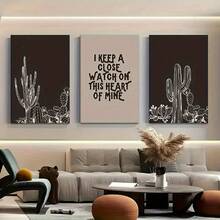 Juego de 3 Pósteres de Arte Minimalista de Líneas - Decoración de Pared de Cactus, Sin Marco, Perfecto para Sala de Estar y Balcón, Regalo Ideal - Sin marco - Ver 2