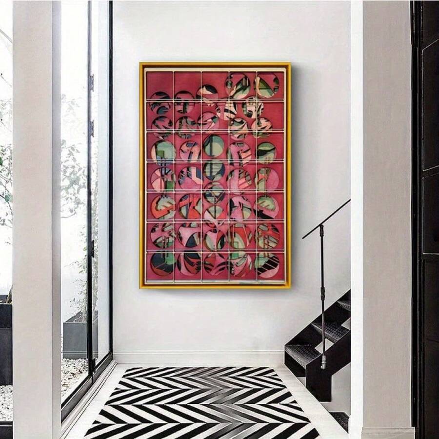Cuadro Abstracto Moderno 2D Plano, sin Marco, un Cuadro de Arte de Pared de Lujo Nórdico y Luminoso, que Encarna el Minimalismo Contemporáneo y la Artesanía Natural, Perfecto para Decorar Salas de Estar y Dormitorios con un Diseño Vertical - Sin marco - Ver 1