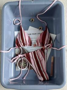 Bikinx Casual Cute Women Halter Bikini Set With Striped Pattern Backless Lace Up And Beaded Details Tie Side Bottom - Multicolor - View 4