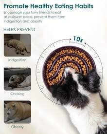 Vancasso Slow Feeder Dog Bowl, 1.5 Cup Ceramic Slow Feeding Food Dish For Small And Medium Breed, Puzzle Dog Food Bowl For Fast Eater, Blue - 深紫色 - 查看 3