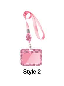Shiny ID Card Holder With Lanyard, ID Card Storage Box, Anti-Loss Lanyard, Student ID Card Holder, Self-Service Restaurant Card Holder, Slide Cover, Dual Card Slot, Small Card Slot, Bus Card Holder, Non-Induction, Bank Card Holder, Subway Card Storage, Adjustable Portable ID Card Holder Decorative Keychain, Suitable For Office Workers And Students, Perfect Gift, Back To School Gift, Couple Card Holder, Bank Card Holder, Travel Essential - Multicolor - View 17