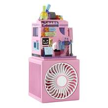 Ventilador de Bloques de Construcción Modelo 2026, Ventilador Eléctrico Pequeño de Tres Velocidades para Escritorio, Bloques de Construcción de Partículas Pequeñas para Armar, Regalo DIY - rosa - Ver 6
