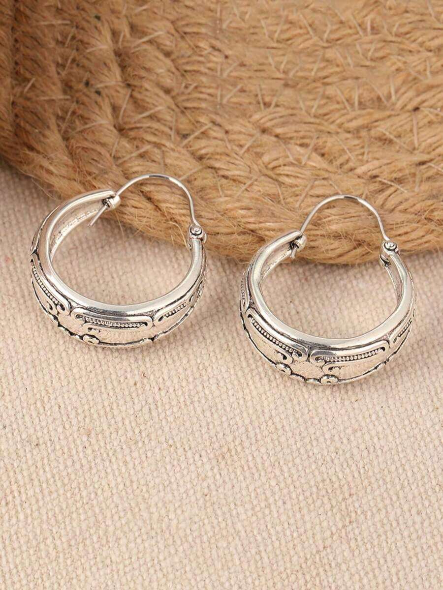 Bohemian Earrings, Women's Earrings, Handmade Earrings, Gift For Her, Textured Earrings - Silver - View 1