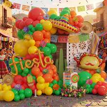 118pcs Mexican Balloon Arch Kit Party Decorations, Letter Straw Hat Taco Foil Balloons Rainbow Balloon Arch Kit For Carnival Birthday Party Tropical Decoration - Mexican Balloon Kit - View 5