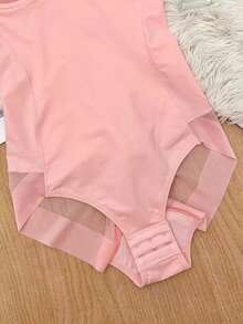 1件女款連體式內衣連身衣，附胸罩，3排按扣胯部設計，時尚性感網紗緊身，塑身收腹、提臀、收腰、塑胸，可當外衣穿著，輕量彈性面料 - 粉色 - 查看 6