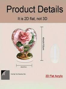 1pc 2D Acrylic Desktop Decor, With A Beautiful Rose In The Center And Mother's Day Blessing Text Around, A Meaningful Gift To Express Love And Gratitude, Bringing Warmth And Happiness To Every Home And Office Desk - A - View 5