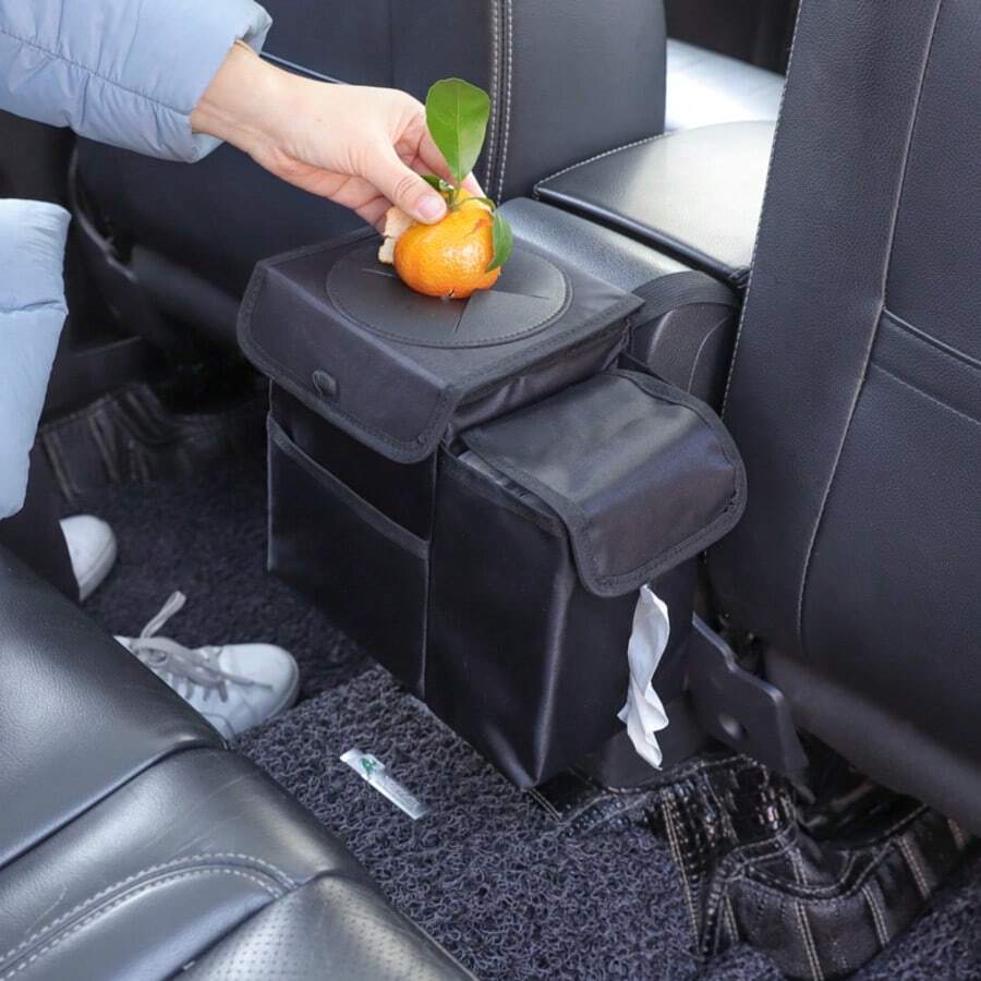 Tempat Sampah Mobil Lipat Anti Bocor dengan Tutup, Tas Penyimpanan Mobil Tahan Air, Cocok untuk Bagasi Truk dan SUV/Kursi Depan/Kursi Belakang, Kantong Penyimpanan Interior Mobil yang Mudah Dipasang, Sangat Cocok untuk Perjalanan