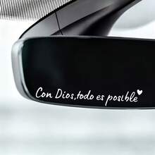 With God, All Things Are Possible' Spanish Faith Text Car Sticker, Rearview Mirror Decal, Waterproof & Sunproof Universal Car Interior/Exterior Decoration Sticker - Decorative Stickers - View 5